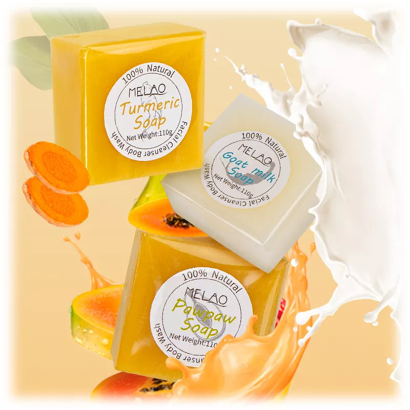 MELAO Cleansing Soaps Natural Mite Remover Nourishing Turmeric Goat Milk Toilet Soap Organic Foaming Facial Care Soap