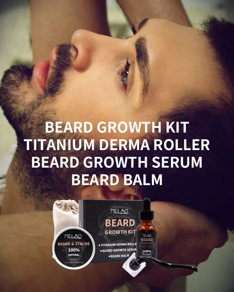 MELAO High Quality Natural Pure Beard Oil Kit Organic Beard Growth Essential Oil Kit Beard Comb Set For Men