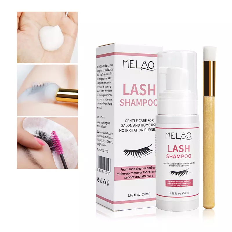 MELAO Vegan Lash Shampoo Concentrate Eyelash Foam Cosmetic Spray With Brush and Box Extension Wholesale Lashes Custom