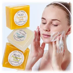 MELAO Cleansing Soaps Natural Mite Remover Nourishing Turmeric Goat Milk Toilet Soap Organic Foaming Facial Care Soap