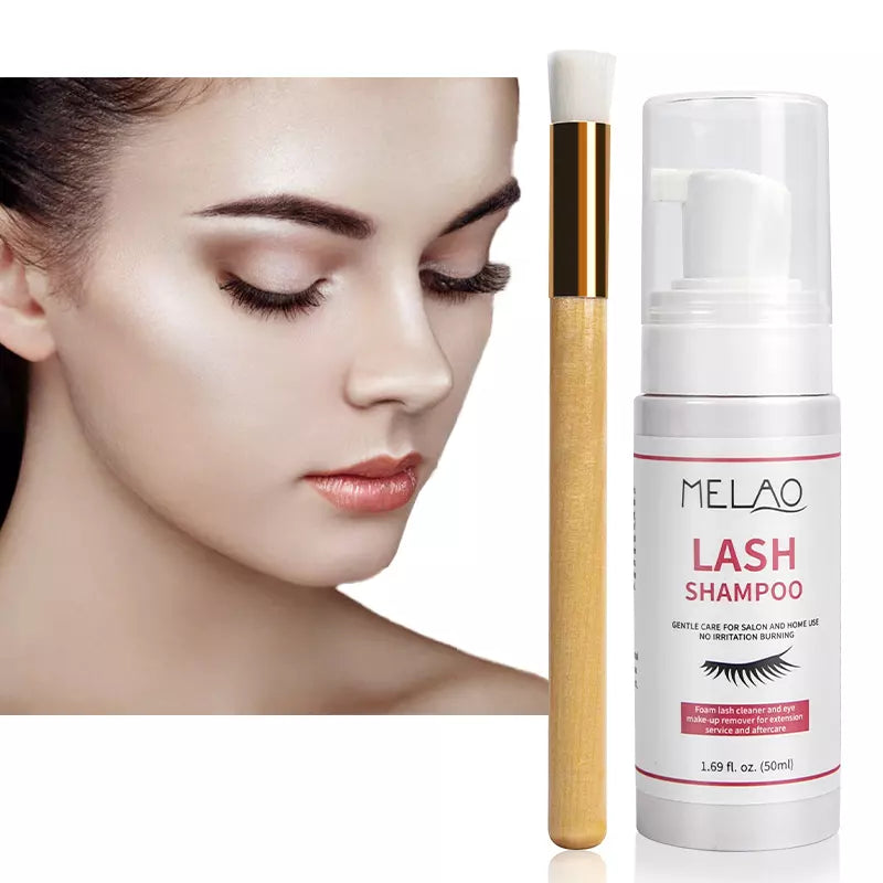 MELAO Vegan Lash Shampoo Concentrate Eyelash Foam Cosmetic Spray With Brush and Box Extension Wholesale Lashes Custom