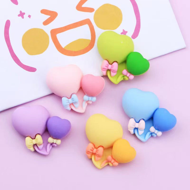 【balloon double heart charms】cute heart charms adorable resin balloon heart charms diy craft