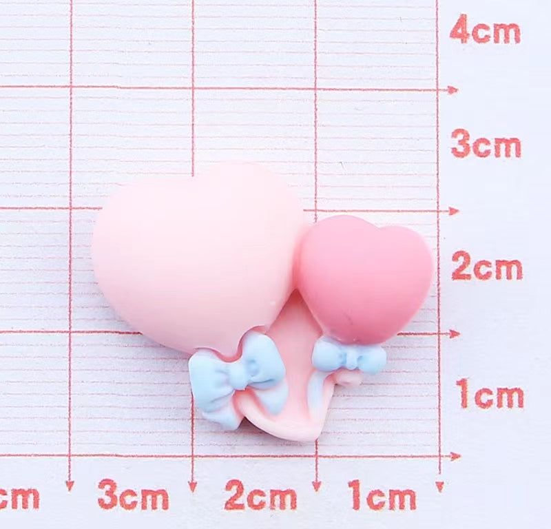 【balloon double heart charms】cute heart charms adorable resin balloon heart charms diy craft