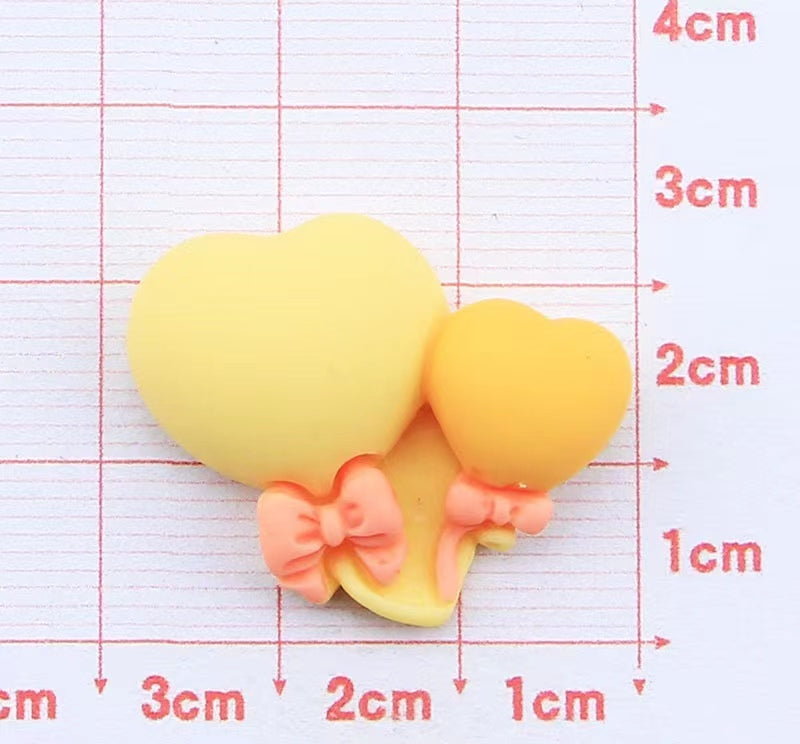 【balloon double heart charms】cute heart charms adorable resin balloon heart charms diy craft