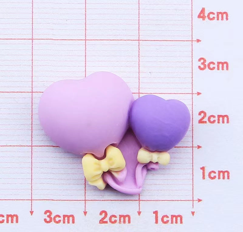 【balloon double heart charms】cute heart charms adorable resin balloon heart charms diy craft