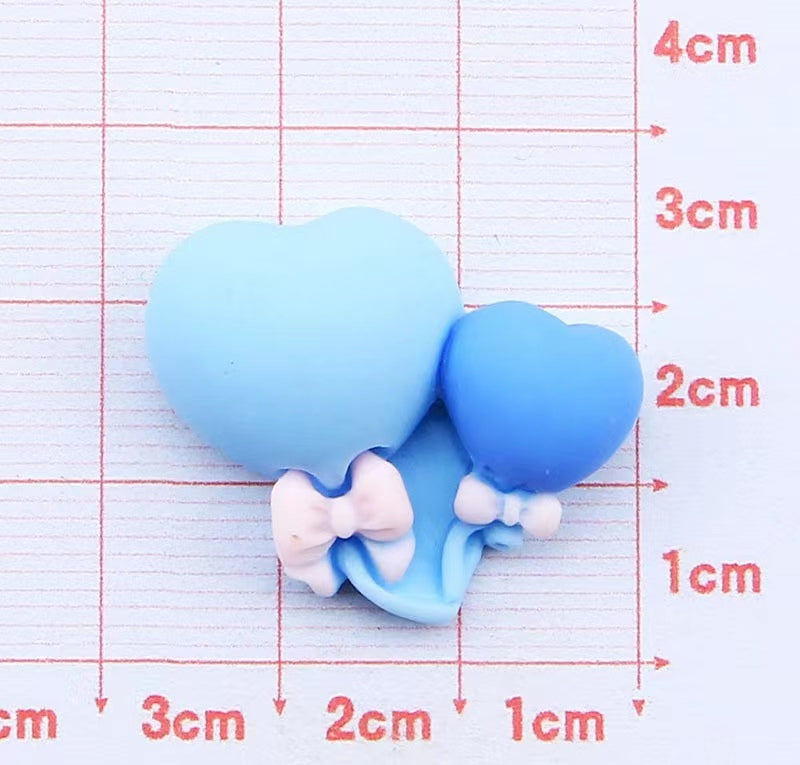 【balloon double heart charms】cute heart charms adorable resin balloon heart charms diy craft